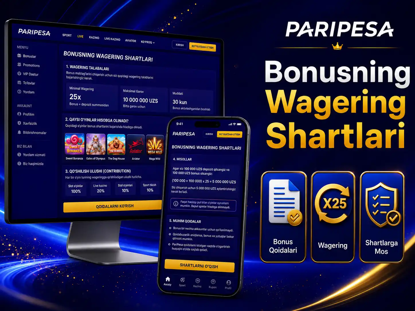 Bonusning Wagering Shartlari