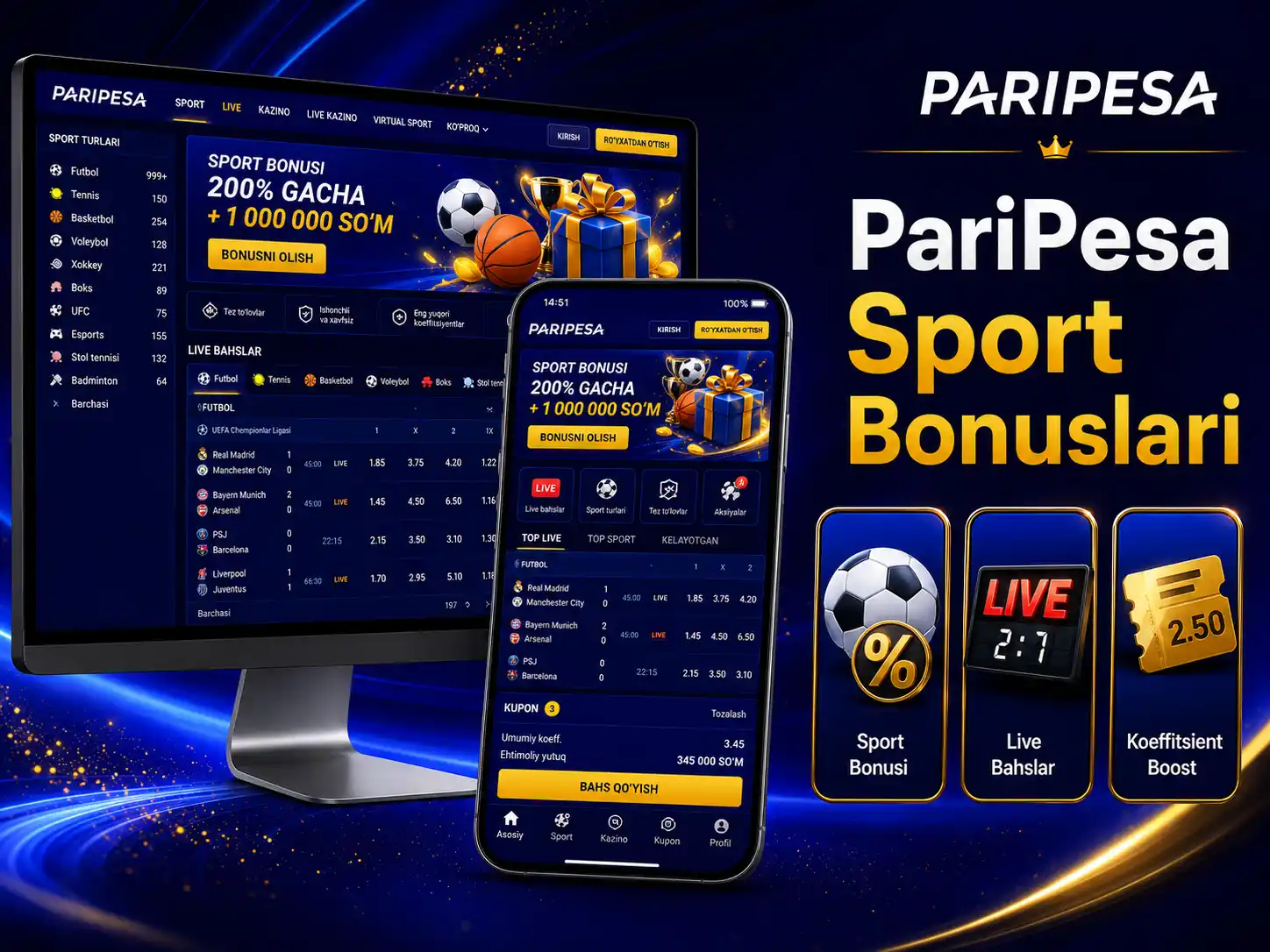 PariPesa Sport Bonuslari