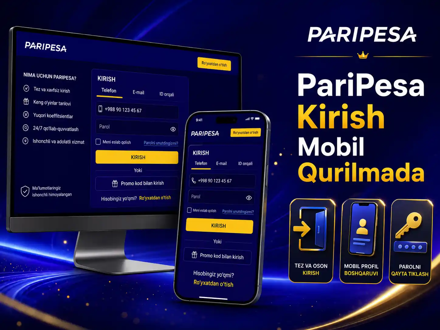 PariPesa Kirish Mobil Qurilmada