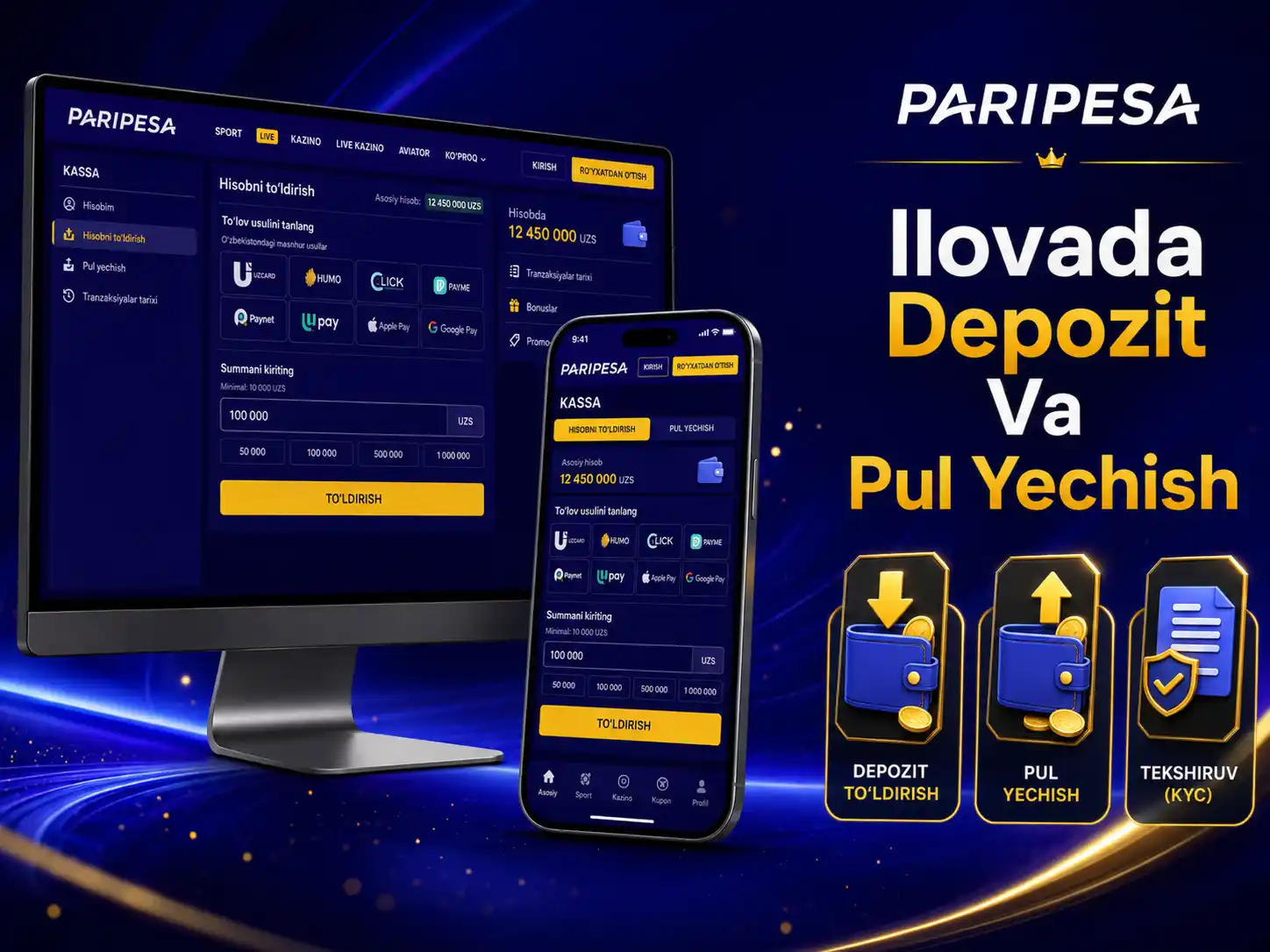 Ilovada Depozit Va Pul Yechish